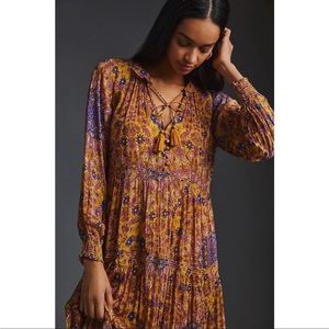 Marais chiffon printed maxi dress in gold - Small Petite